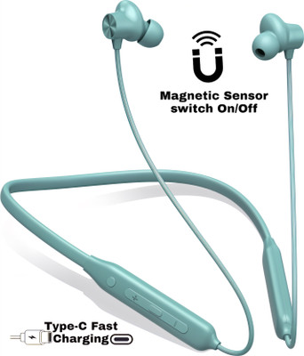 60 Hours Playtime,Waterproof Bluetooth Wireless Neckband Headpones N1 Bluetooth Headset(Green, In the Ear)