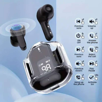 GWALBROS ULTRA PODS, AIRPODS with 40 Hours Playback and transparent Display_2 Bluetooth Gaming Headset(BLACK, In the Ear)