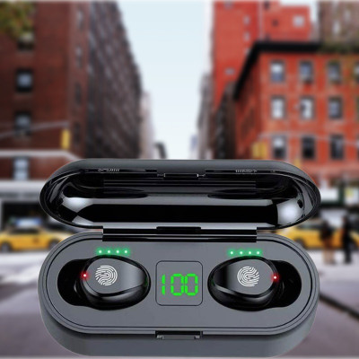 YAROH W49_F9 Wireless Earbuds with Bluetooth 5.0 & Digital Display Bluetooth Gaming(Black, In the Ear)