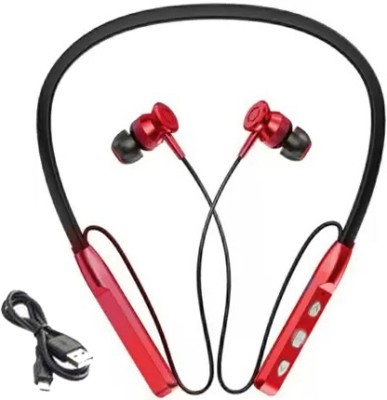 ROKAVO Travel Headphone Stone wrieless earbuds headphone neckband long battery Bluetooth Headset(Red, In the Ear)