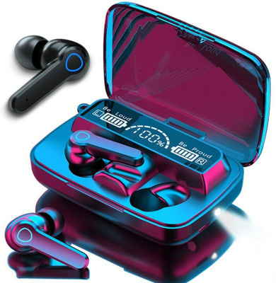 Worricow Earbuds Upto 48 Hours Playback with Power Bank and Charge Bluetooth Headset Bluetooth without Mic(Black, In the Ear)