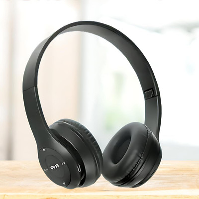 Techobucks Latest Bluetooth Wireless Headphone with High Bass Clear Sound Gaming Headset Bluetooth(Black, On the Ear)