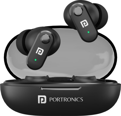 Portronics Harmonics Twins S16 in Ear Earbuds With Mic,24H Playtime,GameMode,Clear Calls Bluetooth(Black, In the Ear)