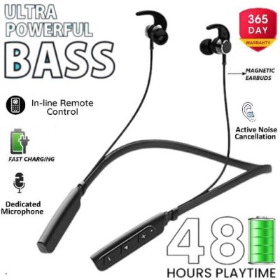 Silco 36 Hours Play Neckband hi-bass Wireless Bluetooth headphone Bluetooth Headset Bluetooth Headset(Black, In the Ear)