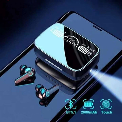 TECHBROS New TECHBROS M19 LED display true wireless Bluetooth Headphone earbuds Bluetooth Headset(Black, In the Ear)