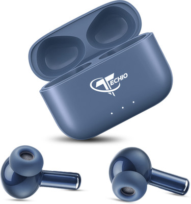 Techio SoundBlaze Earbuds with Long Battery, Quick Connect & Rich Bass Bluetooth(Blue, True Wireless)