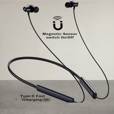 house of common Bass & Clarity Neckband - Wireless Design, Powerful & Crisp Audio_P2 Bluetooth & Wired(Black, In the Ear)