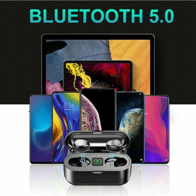 GUGGU AG_864A_F9 BLUETOOTH 5.0 EARPHONE WITH DIGITAL DISPLAY WITH MIC & CHARGING BOX Bluetooth(Black, True Wireless)