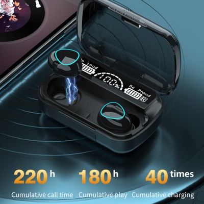 OCEAN THREEZ M10 TWS Bluetooth Earbuds Stereo with 2000 mah LED Display Charging Case/Box Bluetooth Headset(Black, In the Ear)