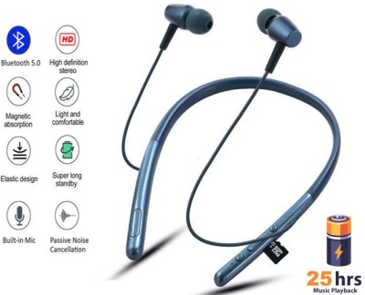 Techobucks New Arrived Wireless Bluetooth Neckband with Mic Bluetooth Headset Bluetooth without Mic Headset(Blue, In the Ear)