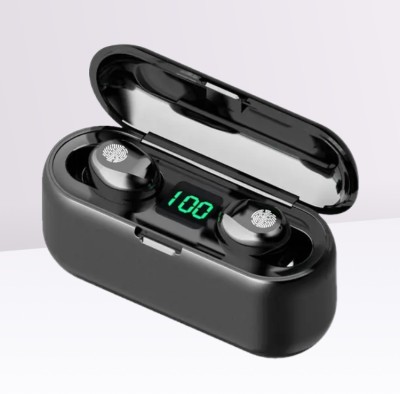 FRONY T98_F9 Wireless Earbuds with Bluetooth 5.0 & Digital Display Bluetooth Headset(Black, In the Ear)