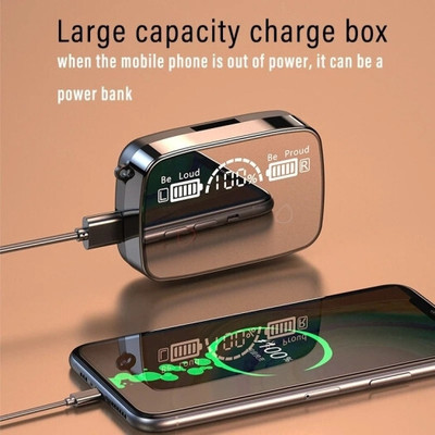 MAGENESE M19 Earbuds/TWS/buds 5.1 Earbuds with 280H Playtime, Headphones with Power Bank Bluetooth Gaming Headset(BLACK, True Wireless)