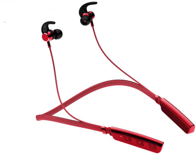 Techobucks New Wireless Neckband with Voice Quality with Magnetic Earbuds for Convenience Bluetooth(Red, In the Ear)