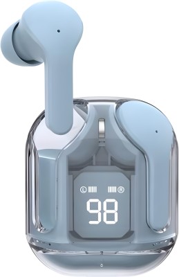 Pro Earpods TWS Wireless LED Digital Display Transparent Headset 28h Playtime Bluetooth Headset(Blue, In the Ear)