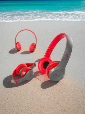 Worricow Ultra Beat Bluetooth Headphones with Volume Control,HD Bass,Mic,SD Card Slot Bluetooth(Red, In the Ear)