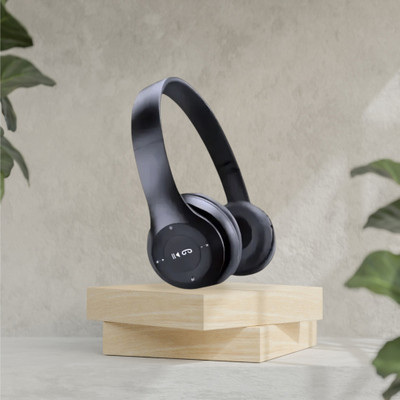 TWS Over-Ear Wireless Headset with Thumping Dynamic Bass for Gaming_KU Bluetooth & Wired(Black, On the Ear)