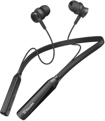 TP TROOPS Neckband Earphones with 10mm Drivers,Music Above 20 Hours Playtime Bluetooth & Wired Headset(Black, In the Ear)