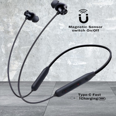 house of common 48 Hours Playtime Bluetooth Wireless Neckband Headphones Earphone_AH Bluetooth & Wired(Black, In the Ear)