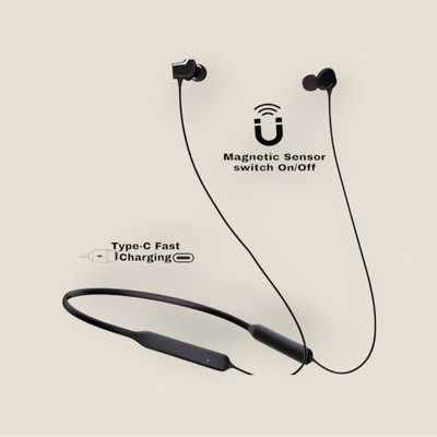 house of common 48 Hours Playtime Bluetooth Wireless Neckband Headphones Earphone_VQ Bluetooth & Wired(Black, In the Ear)