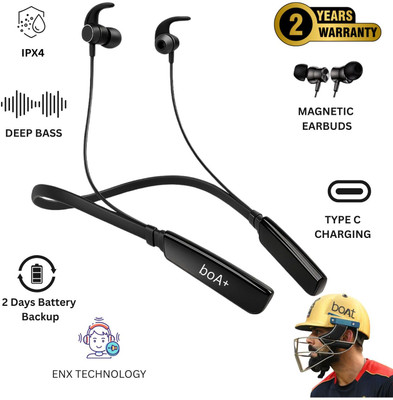 Palnek BoA.t Advanced Bluetooth Neckband 50 Hrs Latest Wireless Tech Enhanced Bass Bluetooth Headset(Black, In the Ear)