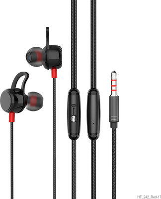 Zusix 242 - High-Fidelity Audio 10mm Driver, 3.5mm Jack Wired Handsfree with Mic Wired(Red, In the Ear)