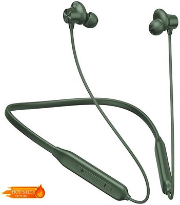 TP TROOPS TP TROOPS Neckband Earphones with 10mm Drivers,Music Above 20 Hours Playtime Bluetooth Headset(new green, In the Ear)