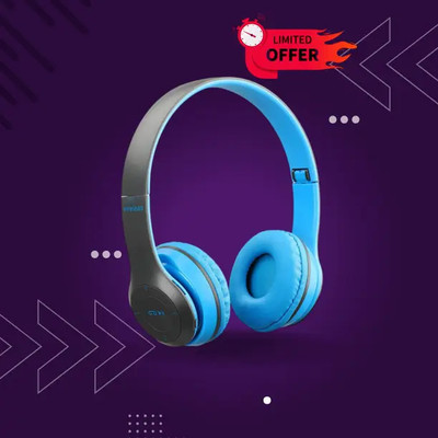 TABARET Ultra Beat Bluetooth Headphones with Volume Control,HD Bass,Mic,SD Card Slot Bluetooth(Blue, On the Ear)