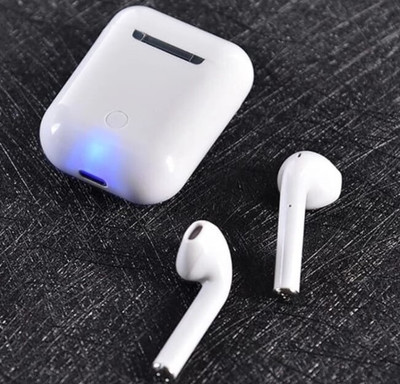 AJ HUB Twin Dual Wireless 5.0 Bluetooth Stereo Headset i12 With Charging Case Bluetooth(White, True Wireless)