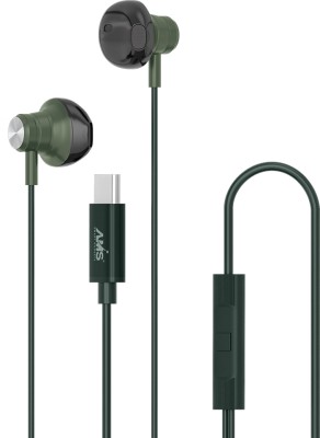 AMS A154 Wired Earphones with Type-C Audio Jack,HD Sound with mic, Premium Headset Wired Headset(Green, In the Ear)