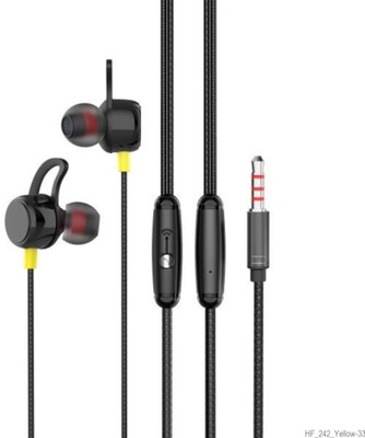Zusix 242 - Clear Treble 10mm Driver, 3.5mm Jack Wired Handsfree with Mic Wired(Yellow, In the Ear)