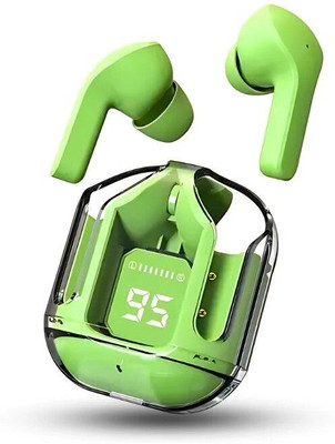 GWALBROS GWALBROS ULTRA PODS, AIRPODS with 40 Hours Playback and transparent Display_5 Bluetooth Gaming Headset(Green, In the Ear)