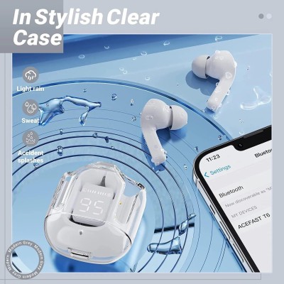GADGET ADDA Ultrapod Earbud with Transparent Display 30H Playtime (ULT-WHT-08) Fast Charging Bluetooth Headset(White, In the Ear)