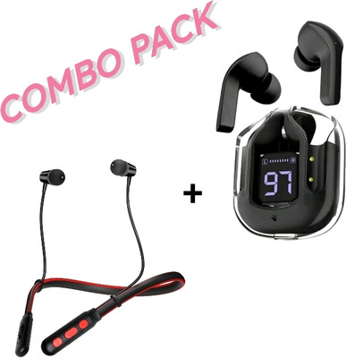 B11 BLUETOOTH NECKBAND AND ULTRAPODS TWS HEADSET COMBO Bluetooth Gaming Headset(Black, In the Ear)