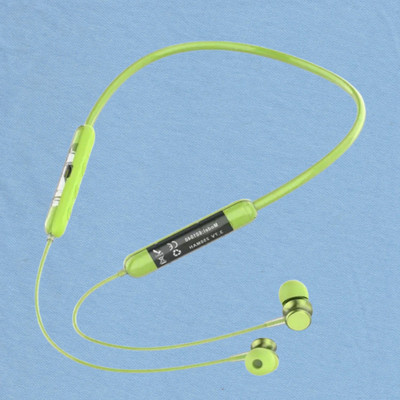 GUGGU Transparent Design Neckband Bluetooth Earphone for Calls HDSound Fast ChargeF11 Bluetooth(Green, In the Ear)
