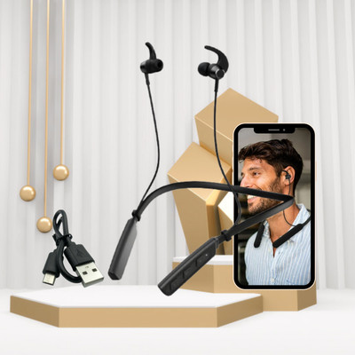 GUGGU 235 Wireless Bluetooth Neckband with Mic, Immersive Audio Upto 20H Playback F391 Bluetooth(Black, In the Ear)