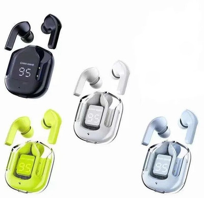 Seashot Ultra pods Wireless LED Digital Display Transparent Headset 28h playtime Bluetooth Headset(Multicolour, True Wireless)