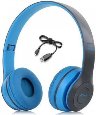 Techobucks New Bluetooth Wireless On Ear Headphones with Mic,Call Function,Voice Assistant Bluetooth(Blue, On the Ear)