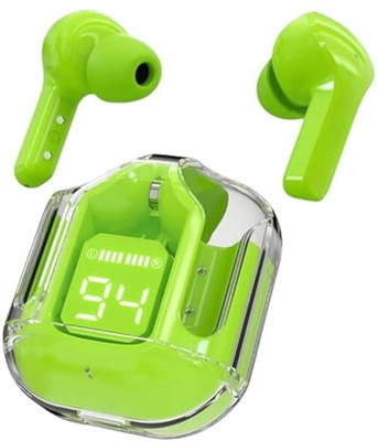 TECHMAZE T6 Ultra Pods TWS Earbud, Bluetooth Earbuds with Display, Transparent Design Bluetooth(Green, True Wireless)