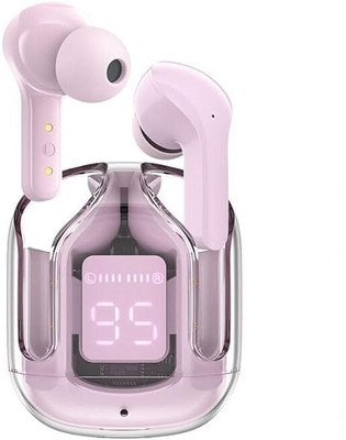 OWDIO Ultrapods Wireless Earbuds Comes with transperant case Digital Display 5.3 Bluetooth Headset(PINK, True Wireless)
