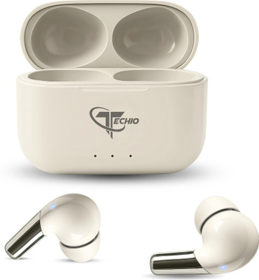 TECHIO ZoomBuds TWS with Touch Controls, HD Mic, Type-C Charging & 360 Sound Bluetooth(White, True Wireless)