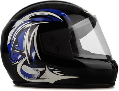 fuery FULL FACE HELMET JALI GRAFFICS Motorbike Helmet(Blue, Grey)