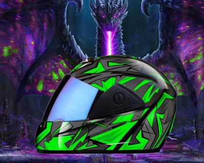 Agx Foroly Rado Dragon ABS Material with Rainbow Visor Motorbike Helmet(Green)