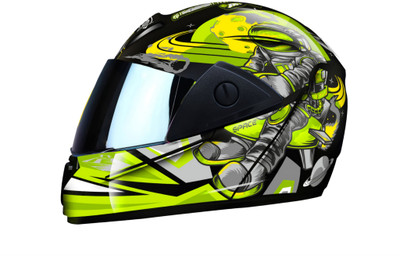 Agx RADO SPACE with Anti UV Rainbow Visor ABS Material Unisex Motorbike Helmet(Neon)