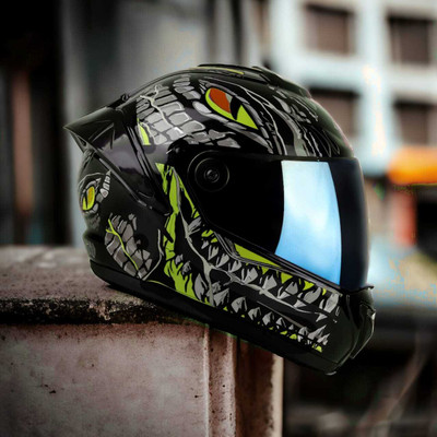 Agx Speed Smk Abs Material with Rainbow Visor Motorbike Helmet(Green)