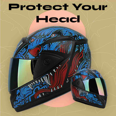 SKULLCAP ABS Material Full Face Stylish Helmet with Plain Visor For Men Motorbike Helmet Motorbike Helmet(Blue)