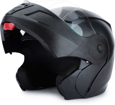 Agx O2 Flipup with Polycarbonate Visor ABS Material Motorbike Helmet(Black)