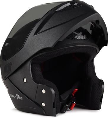 Agx Spoiler Flip-UP with Anti UV PC Visor ABS Material Unisex Motorbike Helmet(Black)