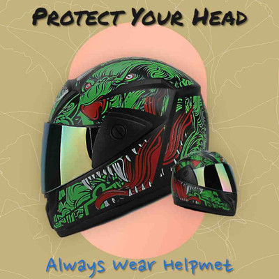 SKULLCAP ABS Material Full Face Stylish Helmet with Plain Visor For Men Motorbike Helmet Motorbike Helmet(Green)