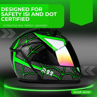 Agx Spider with Rainbow Visor ABS Material Motorbike Helmet(Green)