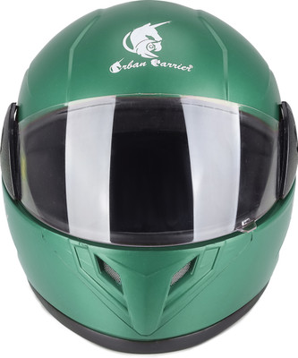 urban carrier ABS Material Full Face Plain Visor, UV Scratch Resistance Motorbike Helmet(Green)